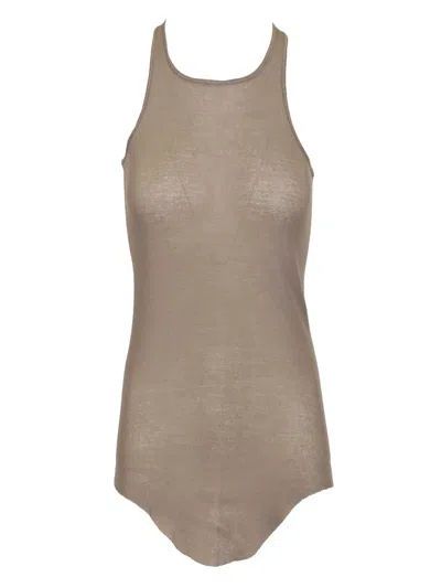 Rick Owens Cotton Top Tops Beige In Brown
