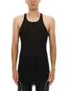Rick Owens Racerback Cotton Top With Modern Silhouette In Black