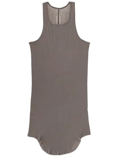 Rick Owens Cotton Racerback Longline Top Sheer Hem In Gray