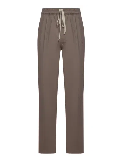 Rick Owens Cotton Trousers With Drawstring In Brown