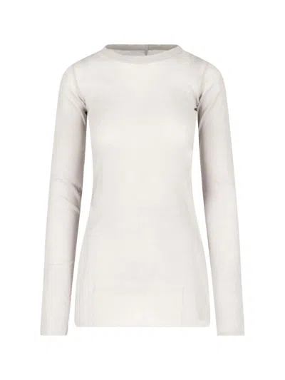 Rick Owens Crew Neck Long-sleeved T-shirt In Gray