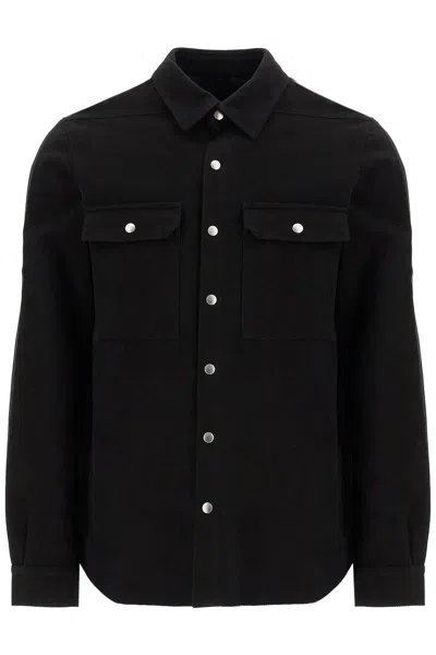 Rick Owens Cotton Twill Outer Shirt For In Black