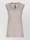 Rick Owens Cotton V Neck Longline Sheer Top In Gray