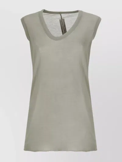 RICK OWENS COTTON V-NECK SLEEVELESS TOP