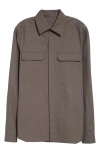 Rick Owens Structured Cotton Work Shirt With Button-down Front In Dust