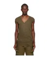 Rick Owens Khaki Porterville Deep V T-shirt In Green