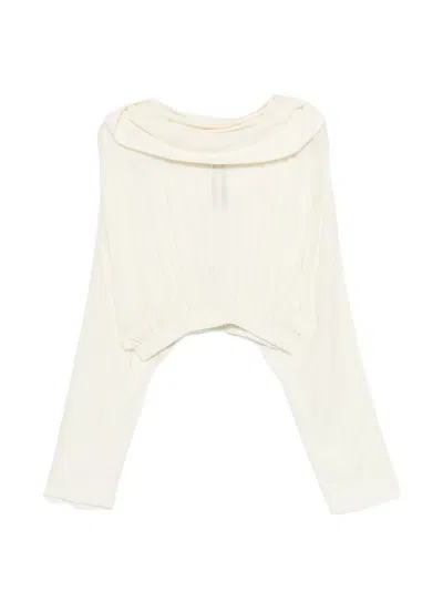 Rick Owens Cowl-neck Cropped Top In White