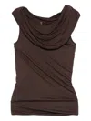 Rick Owens Cowl-neck Draped Top In Brown