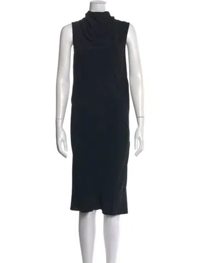 Pre-owned Rick Owens Cowl Neck Knee-length Dress In Black