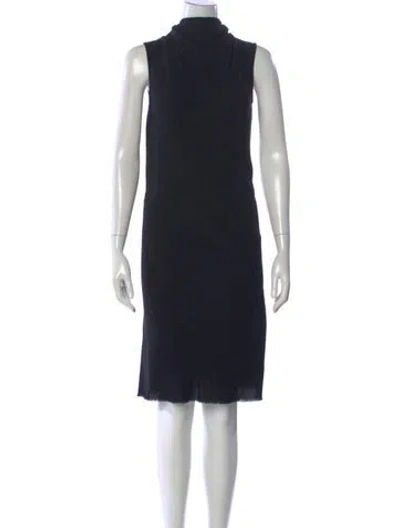Pre-owned Rick Owens Cowl Neck Knee-length Dress In Blue