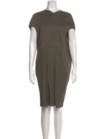 Pre-owned Rick Owens Cowl Neck Knee-length Dress In Green