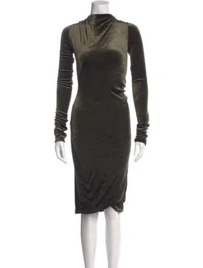 Pre-owned Rick Owens Cowl Neck Knee-length Dress In Green