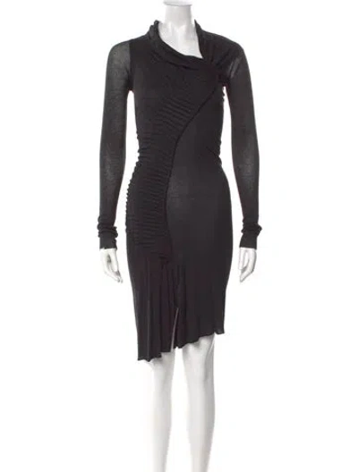 Pre-owned Rick Owens Cowl Neck Knee-length Dress In Grey