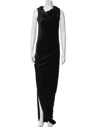 Pre-owned Rick Owens Cowl Neck Long Dress In Black