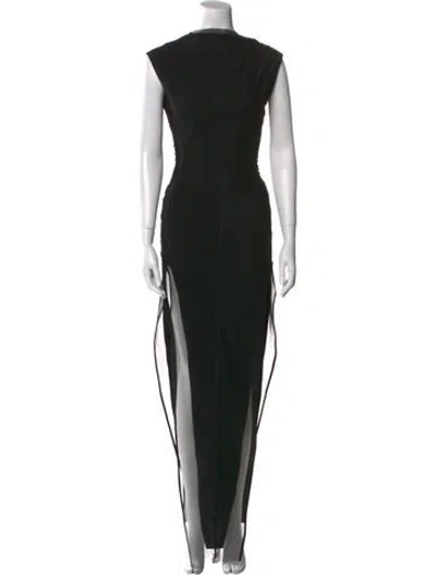 Pre-owned Rick Owens Cowl Neck Long Dress In Black