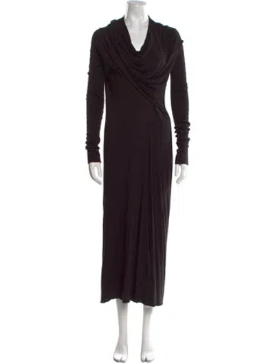 Pre-owned Rick Owens Cowl Neck Long Dress In Black