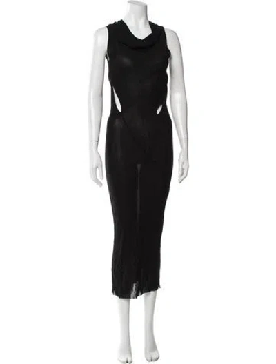 Pre-owned Rick Owens Cowl Neck Long Dress In Black