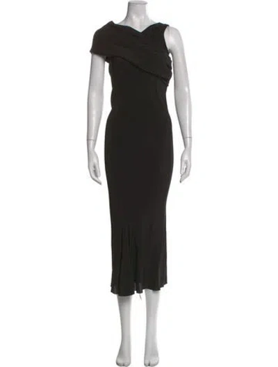 Pre-owned Rick Owens Cowl Neck Long Dress In Black