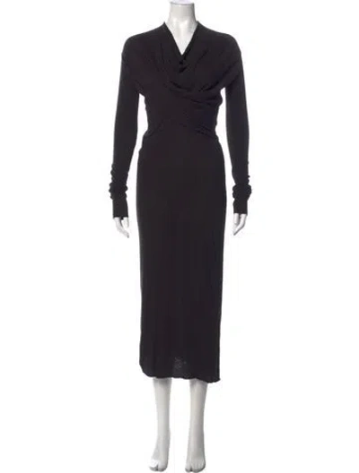 Pre-owned Rick Owens Cowl Neck Long Dress In Black