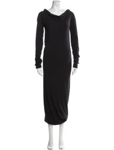 Pre-owned Rick Owens Cowl Neck Long Dress In Blue