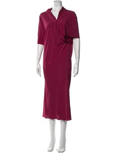 Pre-owned Rick Owens Cowl Neck Long Dress In Burgundy