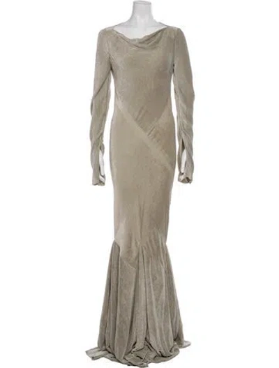 Pre-owned Rick Owens Cowl Neck Long Dress In Gray