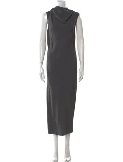 Pre-owned Rick Owens Cowl Neck Long Dress In Gray