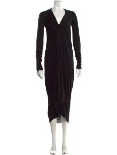 Pre-owned Rick Owens Cowl Neck Long Dress In Gray