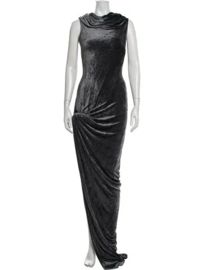 Pre-owned Rick Owens Cowl Neck Long Dress In Grey