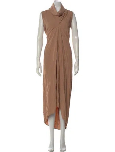 Pre-owned Rick Owens Cowl Neck Long Dress In Neutral