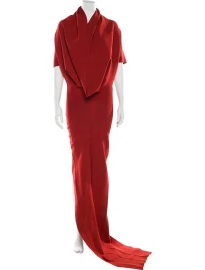 Pre-owned Rick Owens Cowl Neck Long Dress In Orange