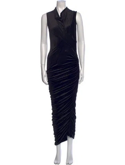 Pre-owned Rick Owens Cowl Neck Long Dress W/ Tags In Black