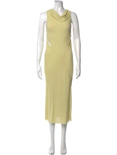 Pre-owned Rick Owens Cowl Neck Long Dress In Yellow