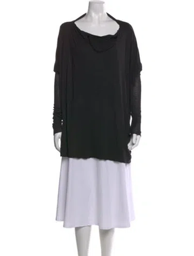 Pre-owned Rick Owens Cowl Neck Long Sleeve Top In Black