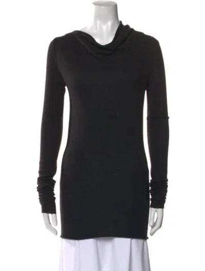 Pre-owned Rick Owens Cowl Neck Long Sleeve Tunic In Black