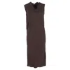 Rick Owens Cowl Neck Midi Dress In Brown Viscose