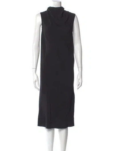 Pre-owned Rick Owens Cowl Neck Midi Length Dress In Black