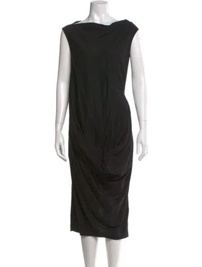 Pre-owned Rick Owens Cowl Neck Midi Length Dress In Black