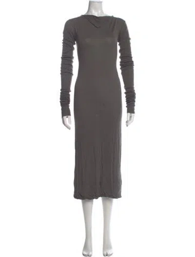Pre-owned Rick Owens Cowl Neck Midi Length Dress In Gray