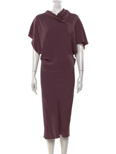 Pre-owned Rick Owens Cowl Neck Midi Length Dress In Purple