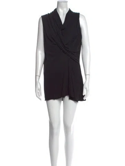 Pre-owned Rick Owens Cowl Neck Mini Dress In Black
