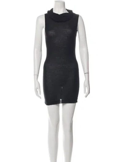 Pre-owned Rick Owens Cowl Neck Mini Dress In Black