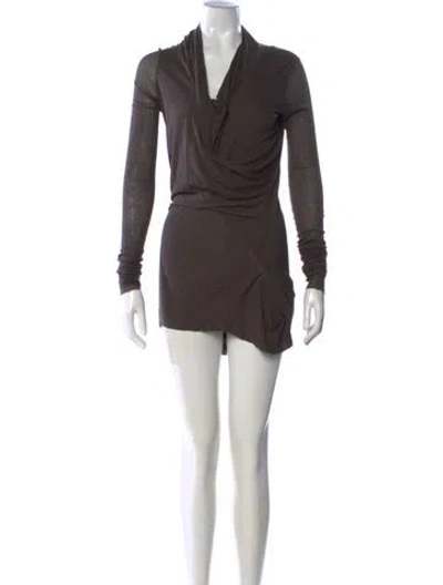 Pre-owned Rick Owens Cowl Neck Mini Dress In Brown
