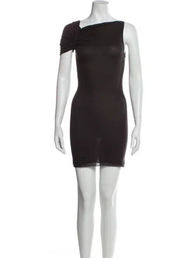 Pre-owned Rick Owens Cowl Neck Mini Dress In Gray