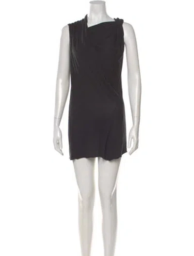 Pre-owned Rick Owens Cowl Neck Mini Dress In Gray