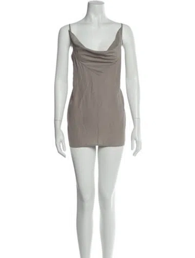 Pre-owned Rick Owens Cowl Neck Mini Dress In Neutral