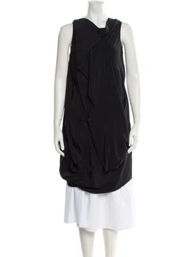 Pre-owned Rick Owens Cowl Neck Mini Dress W/ Tags In Black
