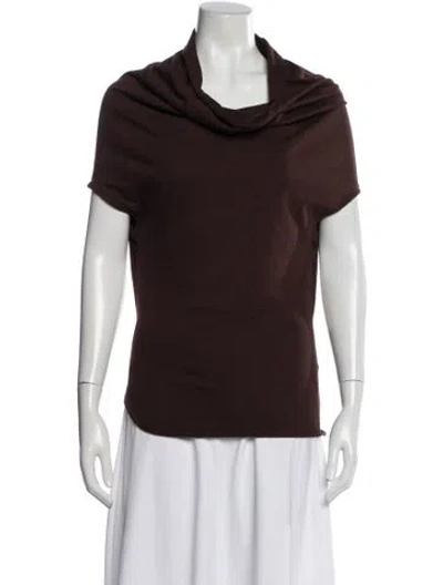 Pre-owned Rick Owens Cowl Neck Short Sleeve Top In Brown