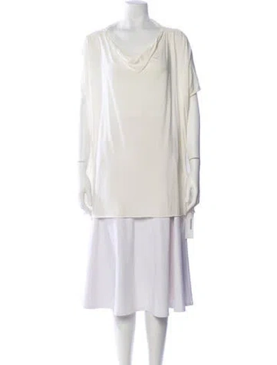 Pre-owned Rick Owens Cowl Neck Short Sleeve Top In Yellow