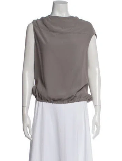Pre-owned Rick Owens Cowl Neck Sleeveless Top In Gray